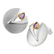 925 Silver Pear Amethyst Abstract Matte Sterling Post Earrings, 3/4"