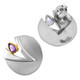 925 Silver Pear Amethyst Abstract Matte Sterling Post Earrings, 3/4"