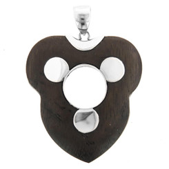 Sale! 1 7/16" 925 Sterling Silver On Sono Wood Pendant