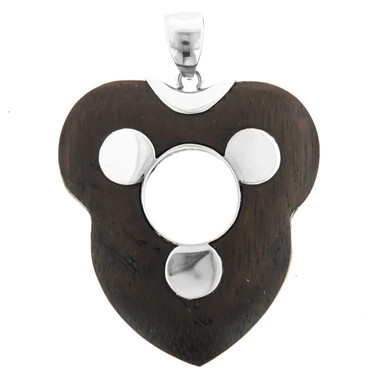 Sale! 1 7/16" 925 Sterling Silver On Sono Wood Pendant