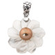 925 Silver Mother Of Pearl Shell Flower Gold Pearl Sterling Pendant, 1 1/4"