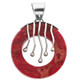 925 Sterling Silver Red Coral Hoop Sterling Pendant, 1 1/2"
