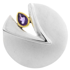 925 Silver Amethyst Handmade Sand Blasted Sterling Pendant, 1 1/16"