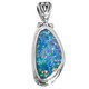 925 Silver Large Genuine Australian Opal Gem Sterling Filigree Pendant, 1 1/4"