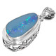 925 Silver Large Genuine Australian Opal Gem Sterling Filigree Pendant, 1 1/4"
