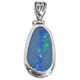 925 Silver Large Genuine Australian Opal Gem Sterling Filigree Pendant, 1 1/4"