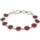 925 Silver Genuine Red Sponge Coral Shell Links Sterling Bracelet, 6.5-7.5"