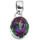 925 Silver Oval Blue Rainbow Mystic Topaz Sterling Pendant, 3/4"