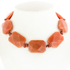 925 Silver Sale! Opulent Red Aventurine Gemstone Beads Sterling Necklace