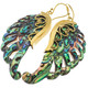 Exquisite Paua Abalone Shell Wing Hand Carving Brass Filigree Earrings, 2"