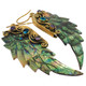 Paua Abalone Shell Wing Hand Carving Brass Filigree Drop Earrings, 2 1/4"