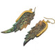 Paua Abalone Shell Wing Hand Carving Brass Filigree Drop Earrings, 2 1/4"