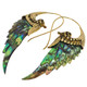 Exquisite Paua Abalone Shell Wing Hand Carving Brass Filigree Earrings, 2 1/2"