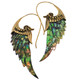 Exquisite Paua Abalone Shell Wing Hand Carving Brass Filigree Earrings, 2 1/2"