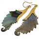 Exquisite Paua Abalone Shell Leaf Hand Carving Brass Filigree Earrings, 2 1/4"