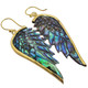 Exquisite Paua Abalone Shell Wing Hand Carving Brass Metal Earrings, 2"
