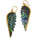 Exquisite Paua Abalone Shell Wing Hand Carving Brass Metal Earrings, 2"