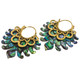 Exquisite Paua Abalone Shell Wing Hand Carving Brass Filigree Earrings, 1 3/4"