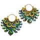 Exquisite Paua Abalone Shell Wing Hand Carving Brass Filigree Earrings, 1 3/4"