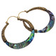 Exquisite Paua Abalone Shell Wing Hand Carving Brass Filigree Hoop Earrings, 2"