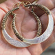 Exquisite White Mother of Pearl Hoop Shell Hand Carving Earrings, 2"