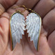 Exquisite Angel Wing Oyster Mother Of Pearl Shell Hand Carving Earrings, 1 7/8"