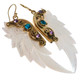 Exquisite White Mother of Pearl shell CZ Stones Hand Carving Earrings, 2 3/8"
