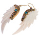 Exquisite White Mother of Pearl shell CZ Stones Hand Carving Earrings, 2 3/8"