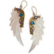 Exquisite White Mother of Pearl shell CZ Stones Hand Carving Earrings, 2 3/8"