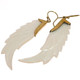 Exquisite Angel Wing Whiter Mother Of Pearl Shell Hand Carving Earrings, 2"