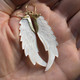 Exquisite Angel Wing Whiter Mother Of Pearl Shell Hand Carving Earrings, 2"