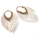 Exquisite White Mother of Pearl Hoop Shell Hand Carving Earrings, 1 1/2"