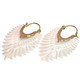Exquisite White Mother of Pearl Hoop Shell Hand Carving Earrings, 1 1/2"