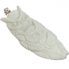 925 Silver Owl Trio Wisdom Bison Bone Sterling Pendant, 3 1/4"