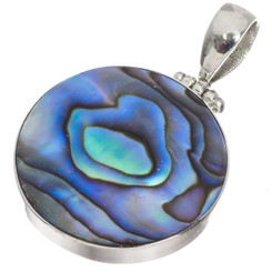 925 Silver New Zealand Paua Abalone Shell Sterling Pendant, 1 3/16"