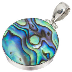 925 Silver New Zealand Paua Abalone Shell Sterling Pendant, 1 3/16"