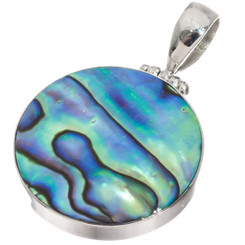 925 Silver New Zealand Paua Abalone Shell Sterling Pendant, 1 3/16"