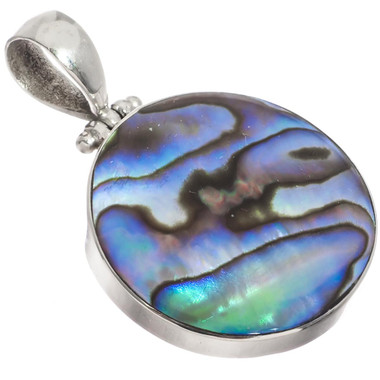 925 Silver New Zealand Paua Abalone Shell Sterling Pendant, 1 3/16"
