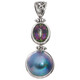 925 Silver Blue Mabe Pearl Purple Mystic Topaz Sterling Silver Pendant, 1 7/8"