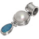 925 Silver White Mabe Pearl Genuine Opal Pendant, 1 5/8"
