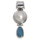 925 Silver White Mabe Pearl Genuine Opal Pendant, 1 5/8"