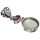 925 Silver Ocean Blue Mabe Pearl Red Garnet Sterling Pendant, 1 5/8"