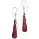 925 Silver Long Red Sponge Coral Sterling Dangle Drop Earrings, 1 5/8"