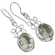 925 Silver Prasiolite Green Amethyst Sterling Filigree Earrings, 1"
