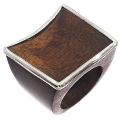 925 Sterling Silver Exotic Sono Wood Sterling Size 6 Ring
