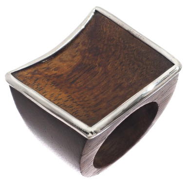 925 Sterling Silver Exotic Sono Wood Sterling Size 6 Ring