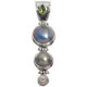 925 Silver Pacific Ocean Cultured Blue Mabe Pearl Peridot Sterling Pendant, 2"