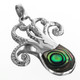 925 Silver Animal Paua Abalone Shell Squid Octopus Sterling Pendant, 1 3/8"