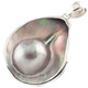 925 Sterling Iridescent Mabe Blister Pearl In Shell Sterling Pendant, 1 7/8"