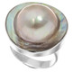 925 Silver Opulent Mabe Blister Pearl In Shell Sterling Us 8 Ring, 7/8"